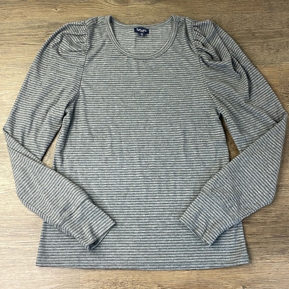 Splendid Women’s Grey Striped Long Sleeve Tee Shirt, size Large - Picture 1 of 8